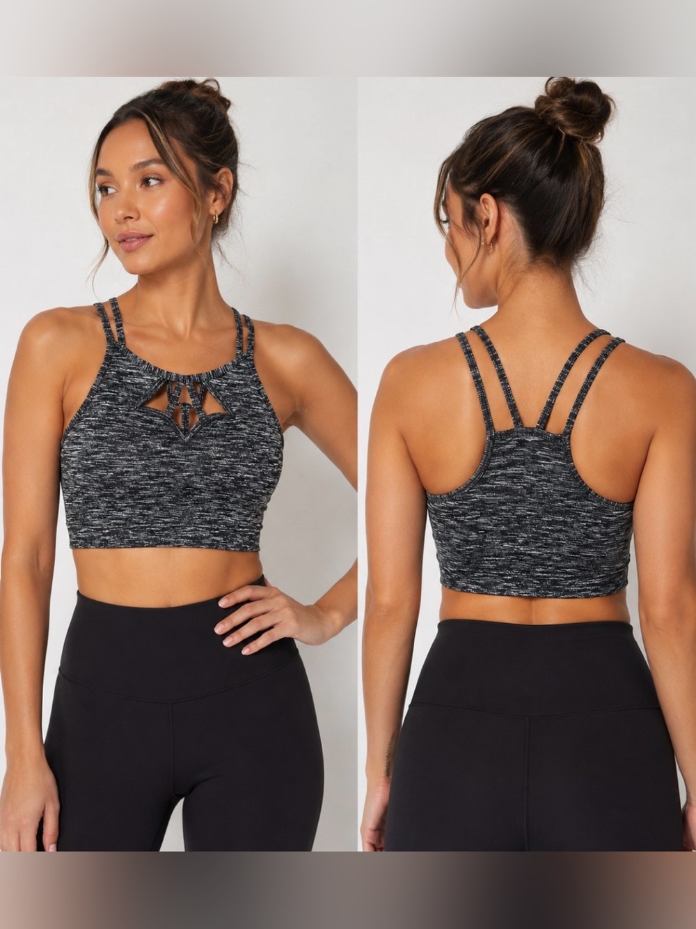 PINK Victoria's Secret Charcoal Space-Dye Strappy Sports Bralette